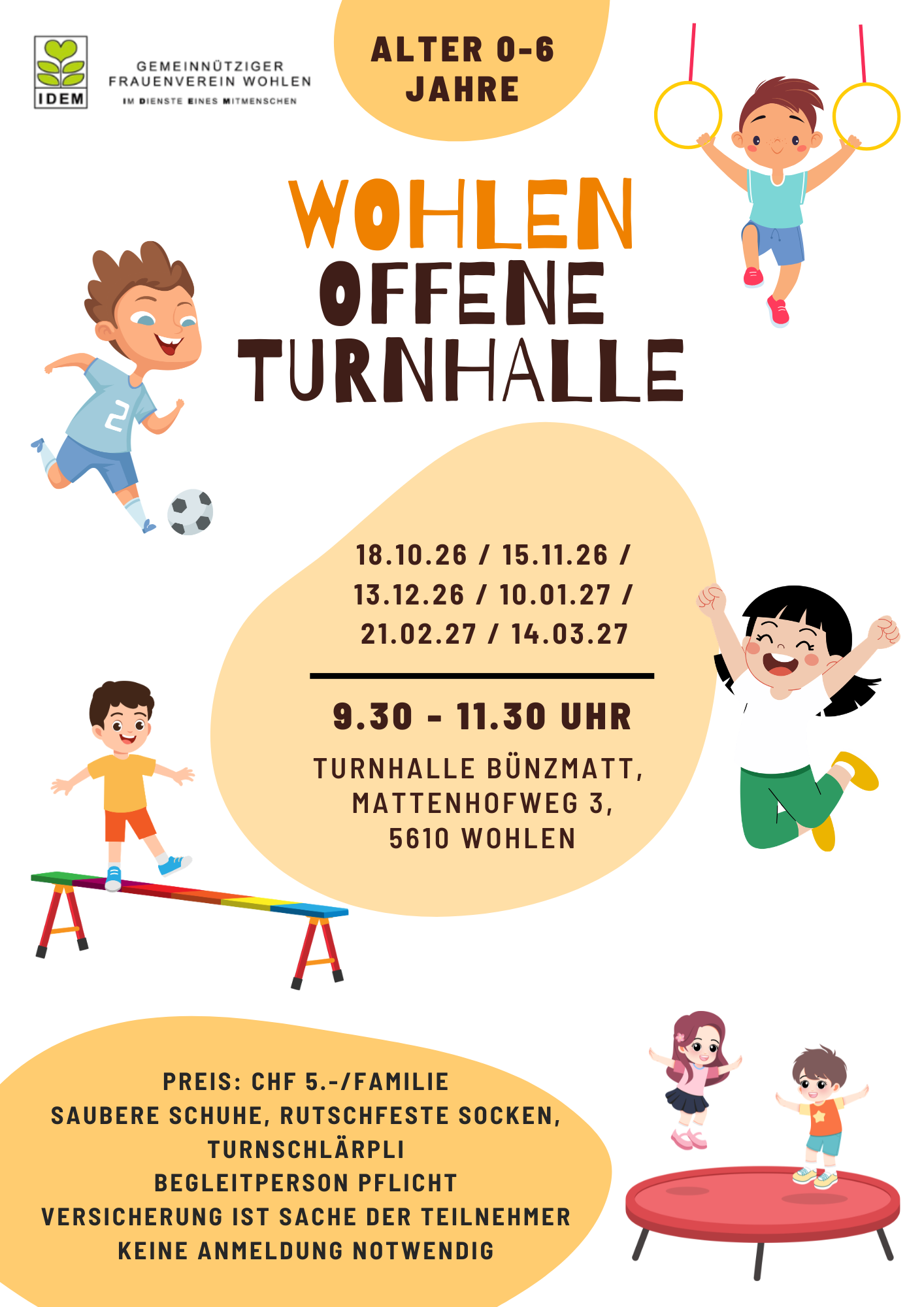 Flyer Offene Turnhalle Wohlen